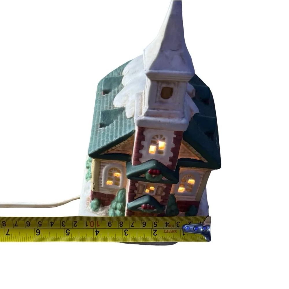 Vintage 1993 DHC Porcelain Church Nightlight Christmas Village Dayton Hudson